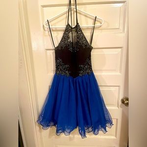 Navy blue and black formal dress.